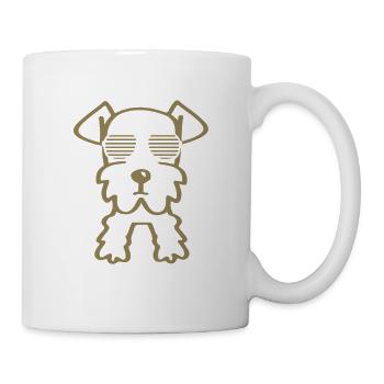 Schnauzer cool avec lunettes de soleil minimaliste - Mug blanc - blanc - Droite