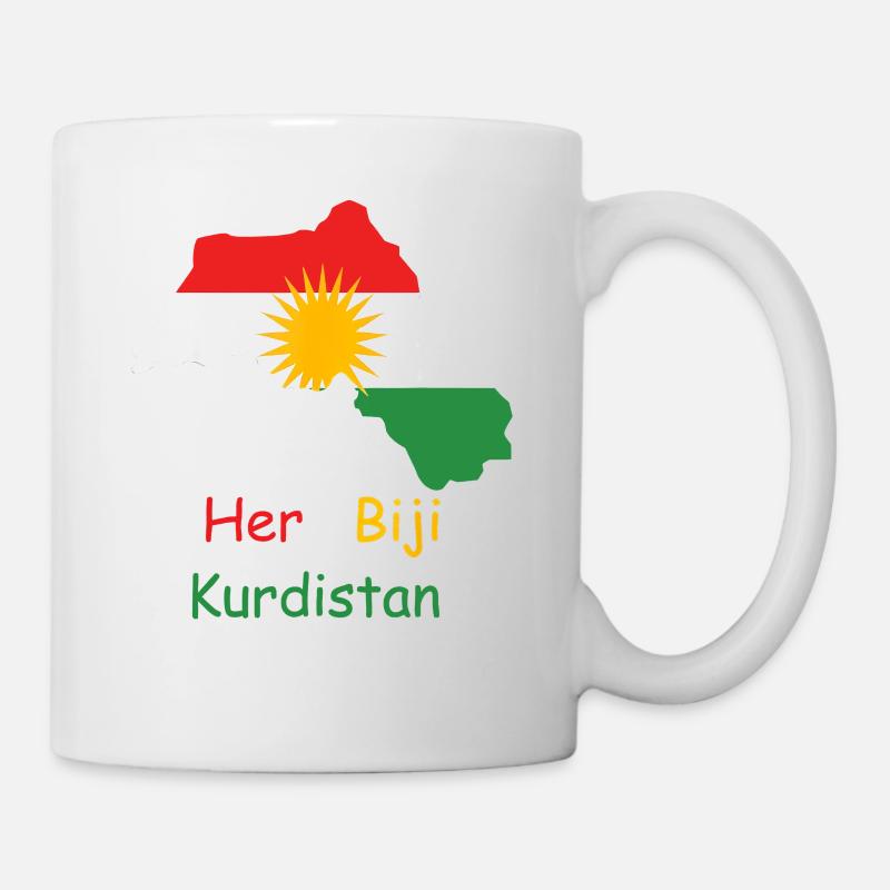 Kurdistan flag with Kurdish sun - Mug - white