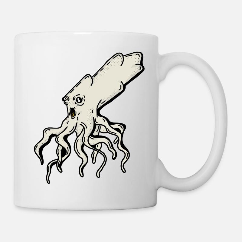 Illustration surréaliste de calmar - Mug blanc - blanc