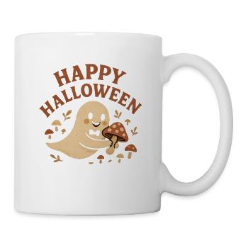 Lustiger Halloween Geist mit Pilz - Tasse - Weiß - Rechts