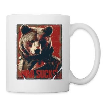 Ours flagrant dans la conception de la veste en cuir, la guerre est agaçante - Mug blanc - blanc - Droite