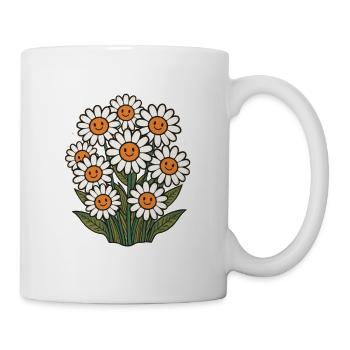 Fleurs gaies avec smileys - Mug blanc - blanc - Droite