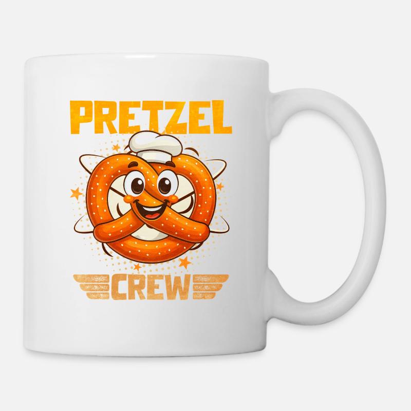 Bretzel Pretzel Bäcker mit Lächeln - Tasse - Weiß