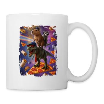 Motif animalier imaginatif sur fond de pizza - Mug blanc - blanc - Droite