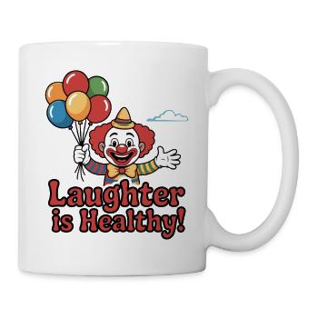 Vintage Zirkusclown Lachen T-Shirt - Tasse - Weiß - Rechts