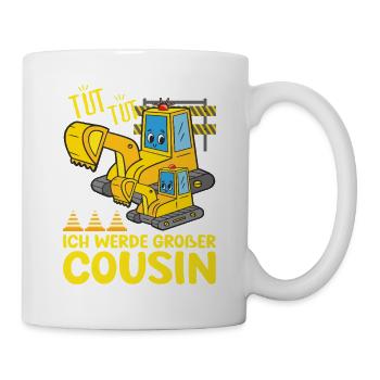Je vais bientôt devenir grand cousin 2026 excavateur plus grand - Mug blanc - blanc - Droite