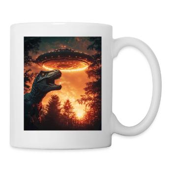 T-Rex Selfie mit UFO - Tasse - Weiß - Rechts
