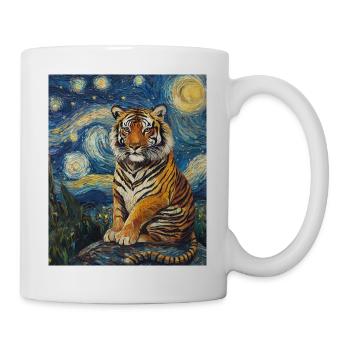 Tiger Van Gogh Style Starry Night - Mug - white - Right