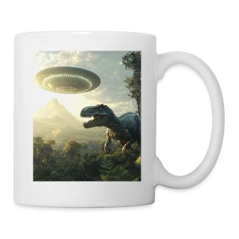T-Rex Selfie mit UFO - Tasse - Weiß - Rechts