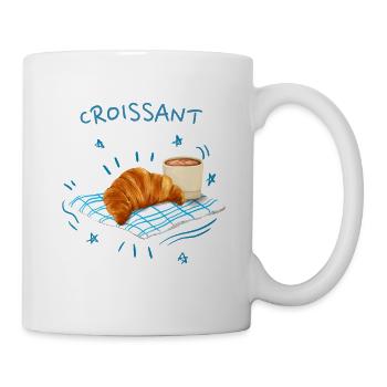 Croissant Blau Dessin Rétro - Mug blanc - blanc - Droite