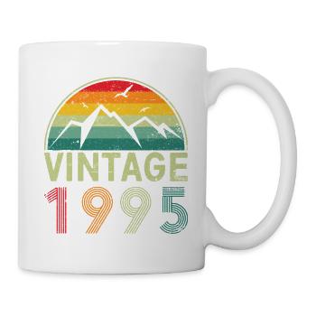 Coucher de soleil rétro sur les montagnes, illustration vintage des années 1950 - Mug blanc - blanc - Droite