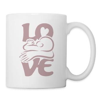 Bébé qui boit et qui allaite Maman AMOUR - Mug blanc - blanc - Droite