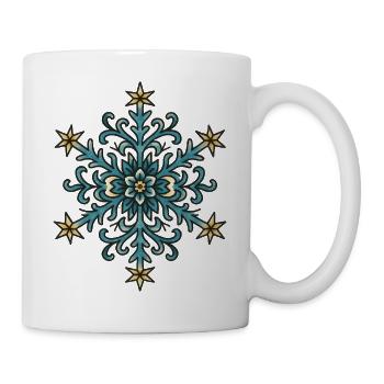 Festliches blaues Schneeflocken-Design - Tasse - Weiß - Rechts