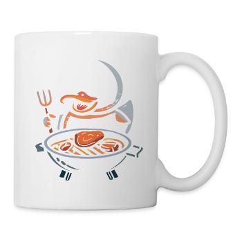 Grill Ente Badeente Quietscheente Barbeque Grillen - Tasse - Weiß - Rechts