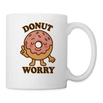 Caricature d’un beignet joyeux avec l’inscription - Mug blanc - blanc - Droite