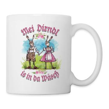 Mei Dirndl is in da Wäsch - Dirndl Ersatz, Tracht - Mug - white - Right