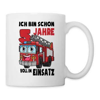 5 Geburtstag Feuerwehr Geschenk Junge 5 Jahre - Tasse - Weiß - Rechts
