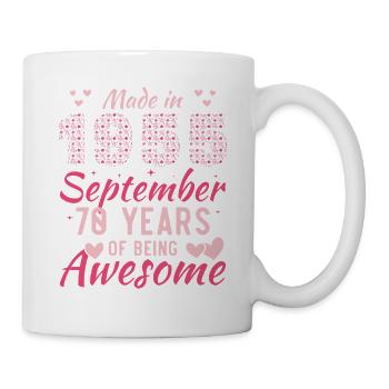 Septembre 1955 Anniversaire 70 Ans Pour Femmes - Mug blanc - blanc - Droite
