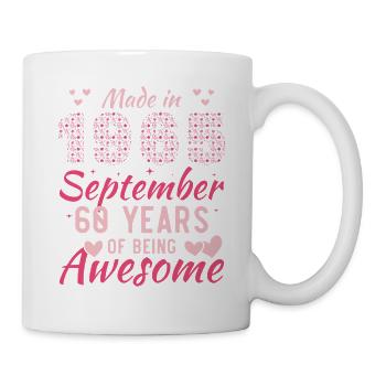 Septembre 1965 Anniversaire 60 Ans Pour Femmes - Mug blanc - blanc - Droite