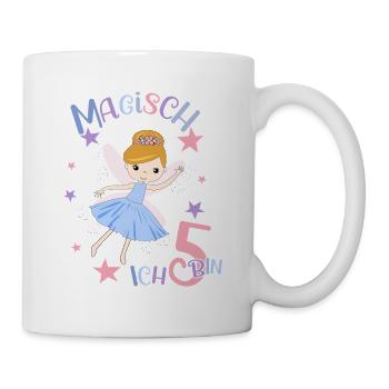 Geburtstagsshirt 5 Jahre Mädchen 5. Geburtstag Fee - Tasse - Weiß - Rechts