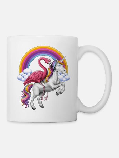 Flamingo reitet Einhorn - Tasse - Weiß