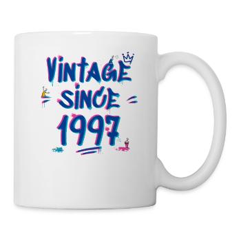 Vintage 1997 Graffiti Glitch - 28 ans de style - Mug blanc - blanc - Droite