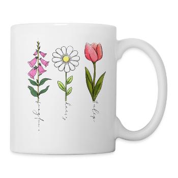 Foxglove Daisy Tulip vintage style flowers - Mug - white - Right