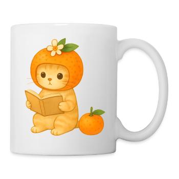 Pineapple Cat Reading with Flowers - Mug - white - Right