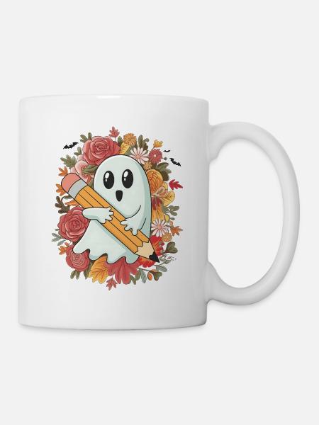 Geist Bleistift Halloween - Tasse - Weiß