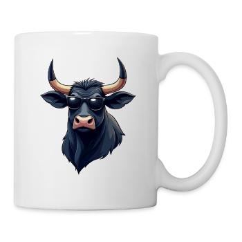 Bull with sunglasses and horns - Mug - white - Right