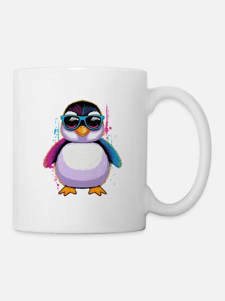 Seevögel Tierwelt Retro Königspinguin Pinguin - Tasse - Weiß