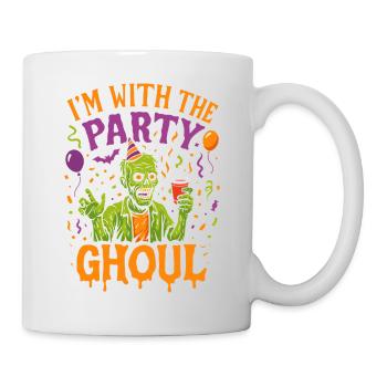 Ich bin mit dem Party-Ghoul, Halloween-Gruppenoutfit - Tasse - Weiß - Rechts
