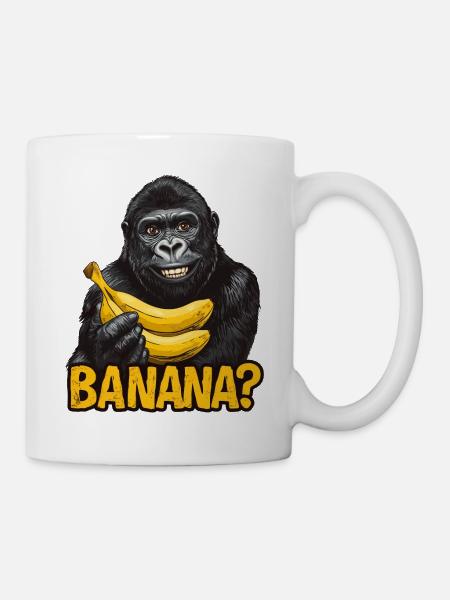 Gorilla mit Bananen - Tasse - Weiß