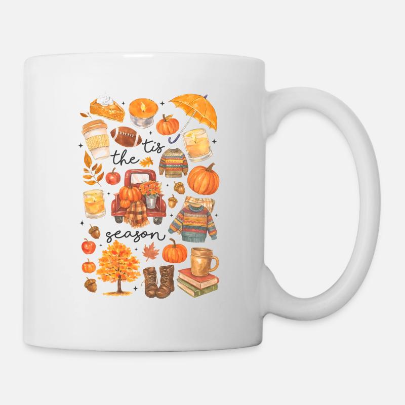 Herbstliche Gemütlichkeit Illustration - Tasse - Weiß