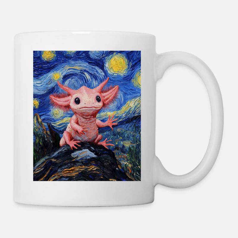 Axolotl Van Gogh Style Starry Night - Tasse - Weiß