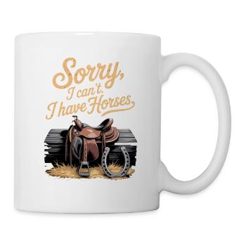 Désolé, je ne peux pas, j'ai des chevaux. Cheval disant cavalier - Mug blanc - blanc - Droite