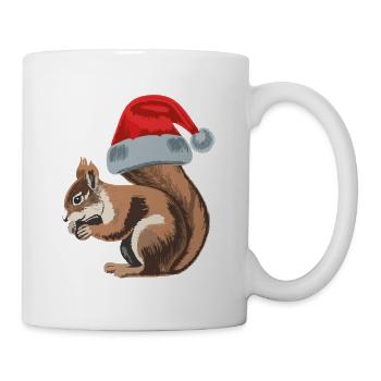 Cute squirrel with Santa hat - Mug - white - Right