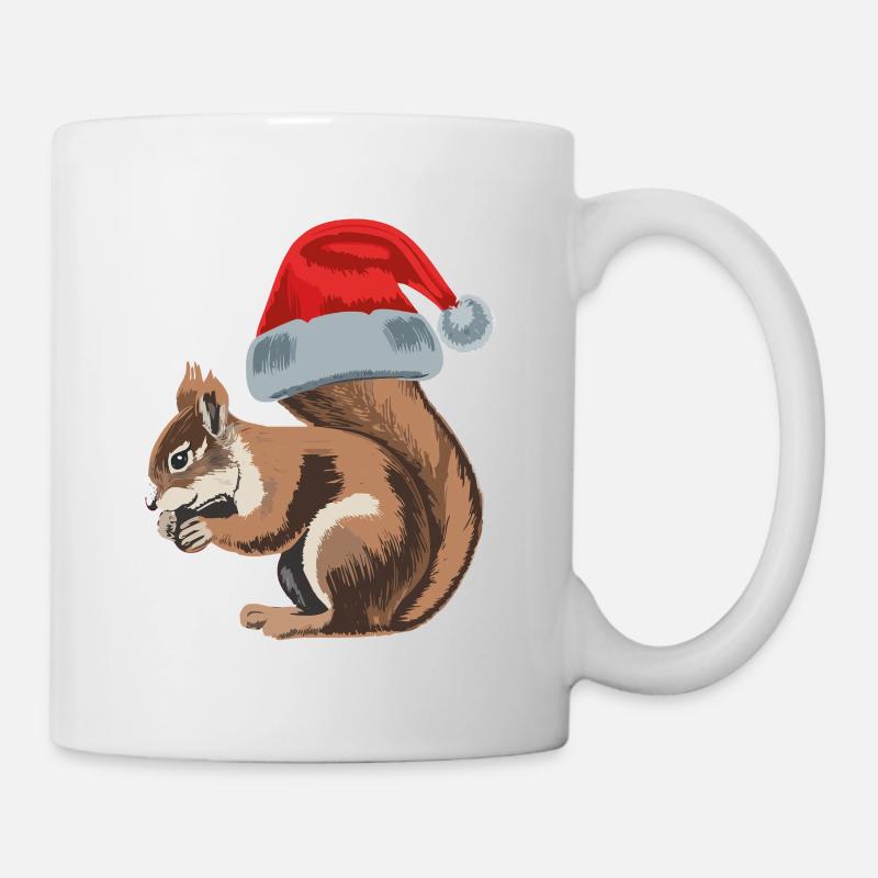 Cute squirrel with Santa hat - Mug - white