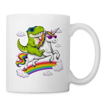 T-Rex Dinosaure chevauchant une licorne - Mug blanc - blanc - Droite