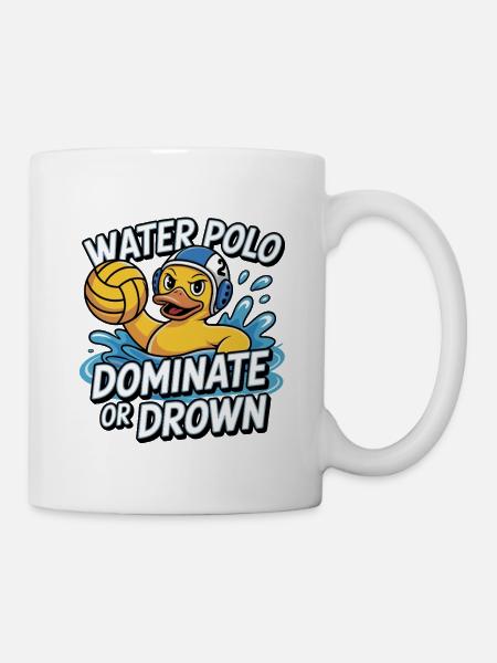 Lustiges Wasserballspiel: Dominieren oder Ertrinken - Tasse - Weiß