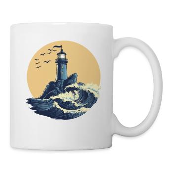 Lighthouse on a stormy sea - Mug - white - Right