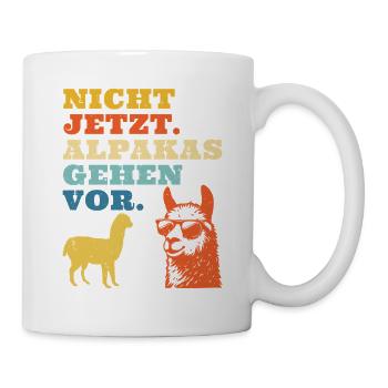 Fan d'alpagas PAS MAINTENANT LES ALPAGAS AVANT TOUT Drôle - Mug blanc - blanc - Droite