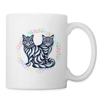 Retro Katzen Katze 60er - Tasse - Weiß - Rechts