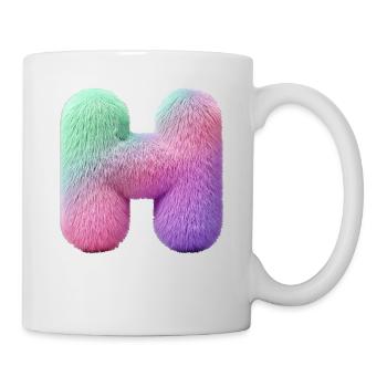 Lettre H en aspect fourrure pastel et dégradé de couleurs - Mug blanc - blanc - Droite