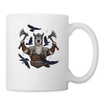 Wikinger Alpaka Berserker mit Raben - Tasse - Weiß - Rechts