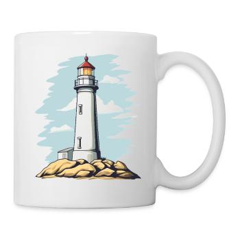 Motif côtier de phare sur le rocher - Mug blanc - blanc - Droite