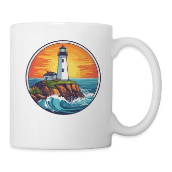 Lighthouse by the sea sunset - Mug - white - Right