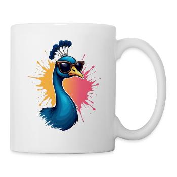 Cooler Influencer-Peacock mit Sonnenbrille - Tasse - Weiß - Rechts