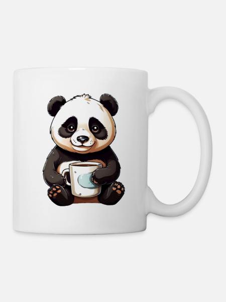 Kuschel-Panda mit Kaffeetasse - Tasse - Weiß