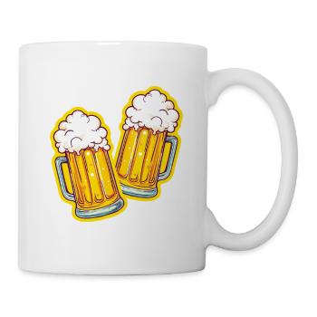 Zwei Bierkrüge Anstoßen Bier - Tasse - Weiß - Rechts